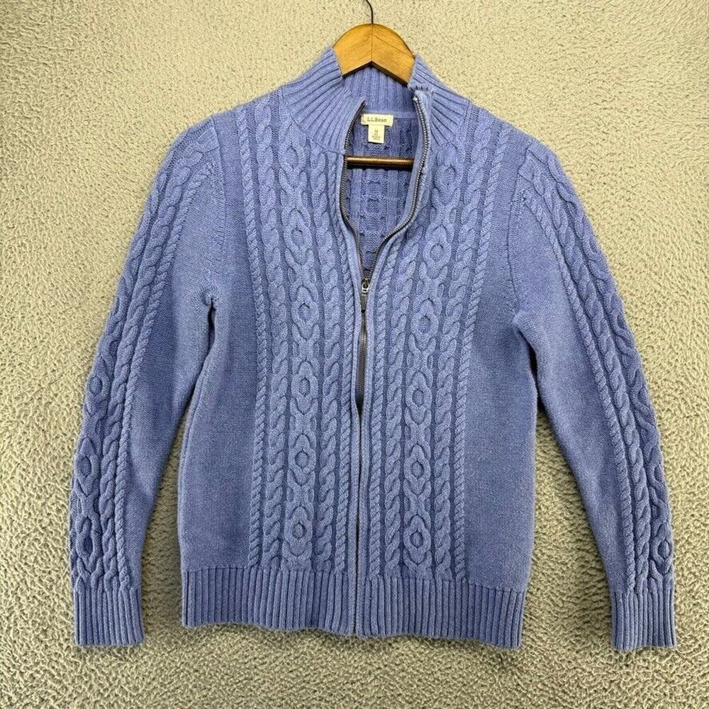 L.L. Bean Blue Cable Knit Cardigan